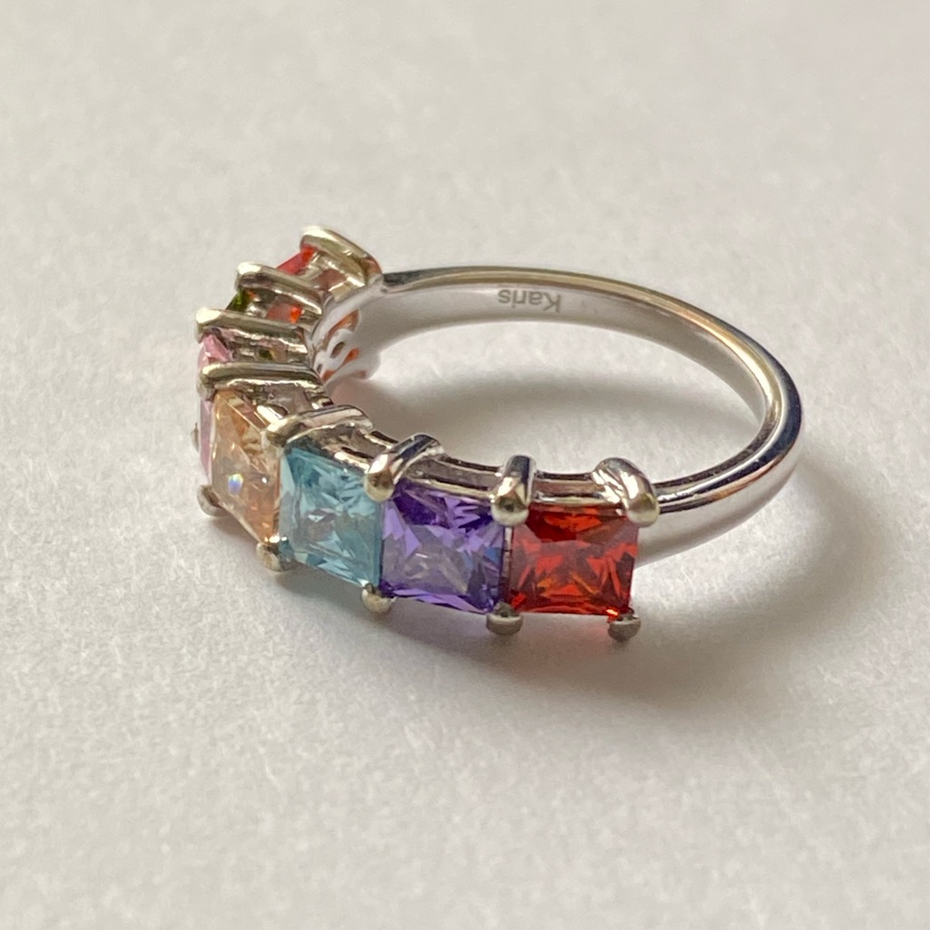 Vintage Signed Karis Sts Contemporary Silver Plated Ring